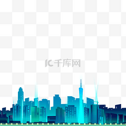 夜晚图片_卡通蓝色的建筑城市