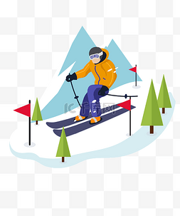 滑雪板滑雪图片_卡通人物滑雪小场景