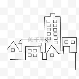楼房线图片_线描城市房屋