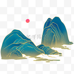 中国风金边山水图