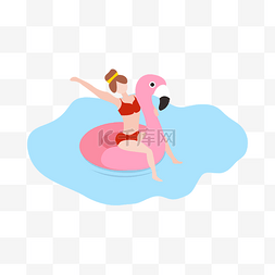 夏季主题卡通手绘海边人物玩水装