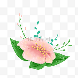 简约粉色樱花插画海报免抠元素