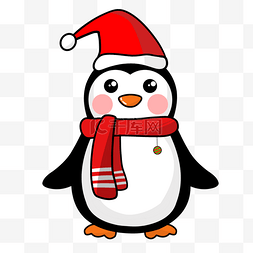 圣诞图片_手绘扁平企鹅圣诞节