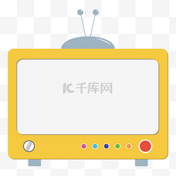 电器狂暑季图片_黄色怀旧电视机卡通创意边框