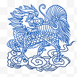 踏火麒麟图片_麒麟线描纹饰