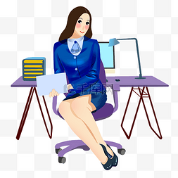 坐在椅子上的职业女性招聘插画