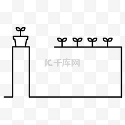 手绘线条黑白简约植物小清新边框