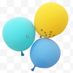 黄色蓝色唯美浪漫气球