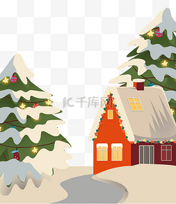 真实雪屋图片_圣诞节雪地雪屋圣诞树
