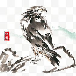 中国风寒露图片_中国风节气寒露岩石上的鹰