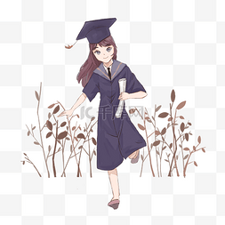 毕业季女生学士服人物