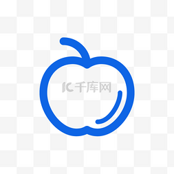 蓝色线描苹果