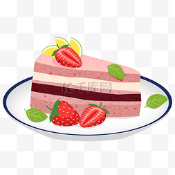 草莓蛋糕手绘图片_手绘甜点草莓蛋糕