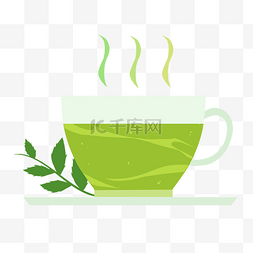 茶叶装饰图片_绿色的茶叶装饰插画