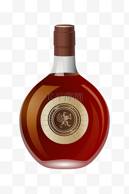 龙舌兰洋酒图片_红色的洋酒玻璃瓶插画