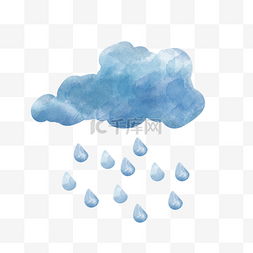 藏青色穿着人物图片_下雨天水彩晕染的云朵