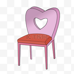 坐垫图片_粉色心形靠背椅插画