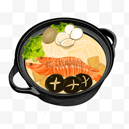 小吃面条卡通食物图片_美味的砂锅面条插画