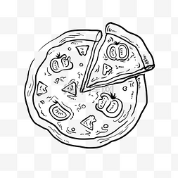 简约线条画披萨