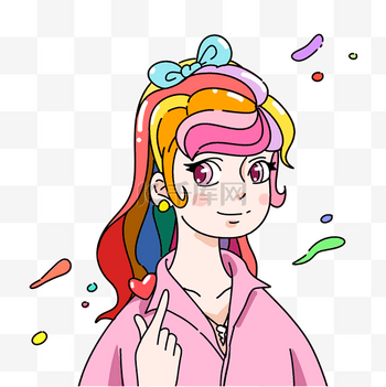 520卡通小清新糖果色情侣头像比心女生