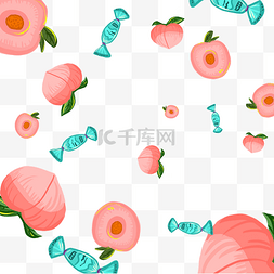 粉色桃子手绘壁纸背景