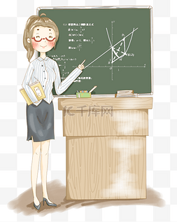 数学课室图片_劳动节无私教育知识的教师插画PNG