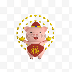 红色喜庆猪年图片_红色圆弧可爱小猪元素
