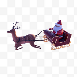 圣诞节麋鹿和雪橇图片_圣诞老人和麋鹿3d元素