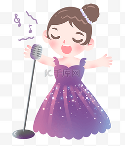 音乐女歌手的插画