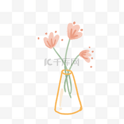 夏天花朵花瓶植物卡通手绘免抠素