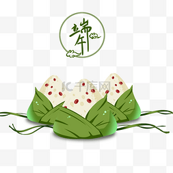 手绘红豆图片_端午节绿色中国风美味红豆馅小粽