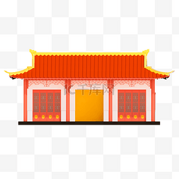 平面手绘风格中国庙宇