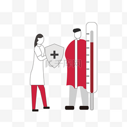 医学保护盾图片_卡通手绘红色体温医学插图