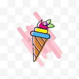手绘夏季饮品图片_夏日彩色冰淇淋雪糕元素