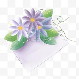 淡彩花卉紫色贺卡