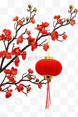 灯笼图片_红色梅花新年灯笼