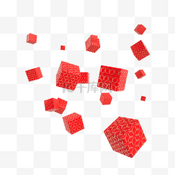 漂浮几何体图片_红金电商立体几何立方体
