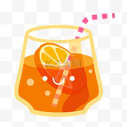 夏天饮品图片_日饮料果汁矢量黄色的橙子果汁杯