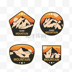 简易logo图片_简易登山运动落日贴纸logo