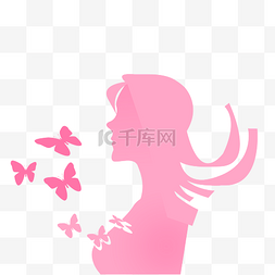粉色蝴蝶图片_粉色女性剪影