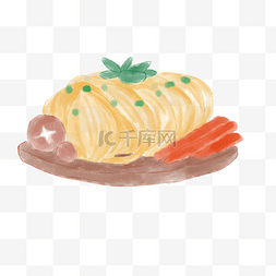 水彩面条食物插画