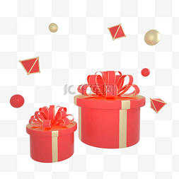 礼盒漂浮图片_C4D红金色圆柱512母亲节长形礼盒礼