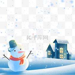 冬季雪景插画图片_蓝色冬季雪景插画