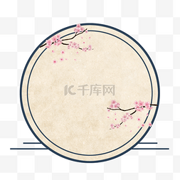 手绘樱花边框图片_手绘中国风樱花边框