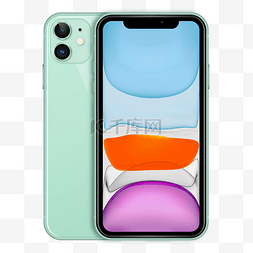 手机iPhone11青色正反面