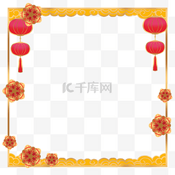 中国结边框金色图片_红灯笼新年金色边框