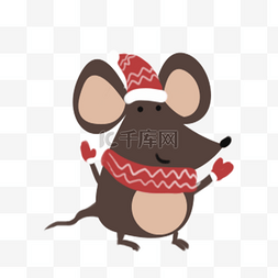 老鼠卡通老鼠图片_冬季卡通小动物老鼠插画元素