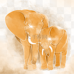 温馨童趣手绘图片_沙漠手绘黄色温馨大象