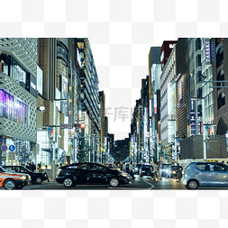 夜晚日本东京城市