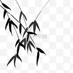 黑色水墨植物图片_水墨竹子枝条